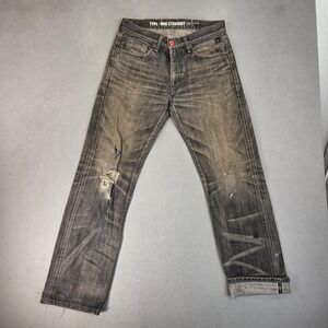 Neighborhood Jeans Mens Selvedge 30x32 Washed Thrashed Whiskers Honeycomb Paint